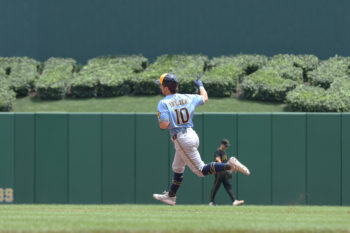 Jul 11, 2026; Pittsburgh, Pennsylvania, USA;  Milwaukee Brewers right fielder Sal Frelick (10) circles the bases on a two-run home run against the Pittsburgh Pirates during the fifth inning at PNC Park. Mandatory Credit: Charles LeClaire-Imagn Images