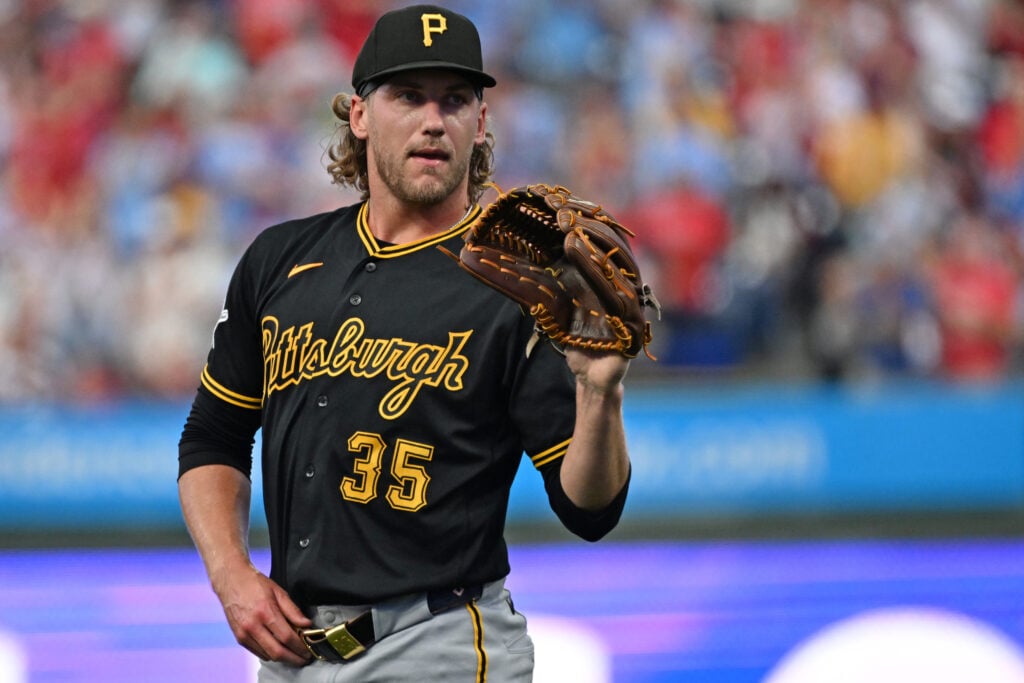 Jun 29, 2026; Philadelphia, Pennsylvania, USA; Pittsburgh Pirates pitcher Braxton Ashcraft (35) against the Philadelphia Phillies at Citizens Bank Park. Mandatory Credit: Eric Hartline-Imagn Images
