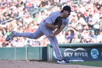 Jul 27, 2026; West Sacramento, California, USA; Boston Red Sox pitcher Payton Tolle (70) throws a pitch against the Athletics during the first inning at Sutter Health Park. Mandatory Credit: Ed Szczepanski-Imagn Images