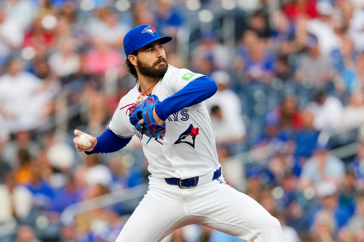 Aug 11, 2026; Toronto, Ontario, CAN;  Toronto Blue Jays pitcher Dylan Cease (84) pitches to the Boston Red Sox during the first inning at Rogers Centre. Mandatory Credit: Kevin Sousa-Imagn Images