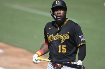 Aug 26, 2026; San Diego, California, USA;  Pittsburgh Pirates center fielder Oneil Cruz (15) walks back to the dugout after striking out during the eighth inning against the San Diego Padres at Petco Park.  Mandatory Credit: Denis Poroy-Imagn Images