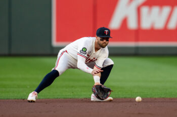 Aug 28, 2026; Minneapolis, Minnesota, USA;  Minnesota Twins second baseman Kody Clemens (2) fields a ground ball against the Chicago White Sox in the second inning at Target Field.  Mandatory Credit: Jesse Johnson-Imagn Images