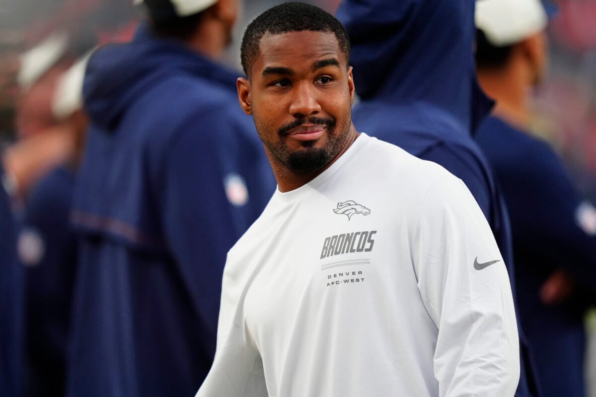 Aug 28, 2026; Denver, Colorado, USA;  Denver Broncos wide receiver Jaylen Waddle (17) before the preseason game against the Minnesota Vikings at Empower Field at Mile High.  Mandatory Credit: Ron Chenoy-Imagn Images