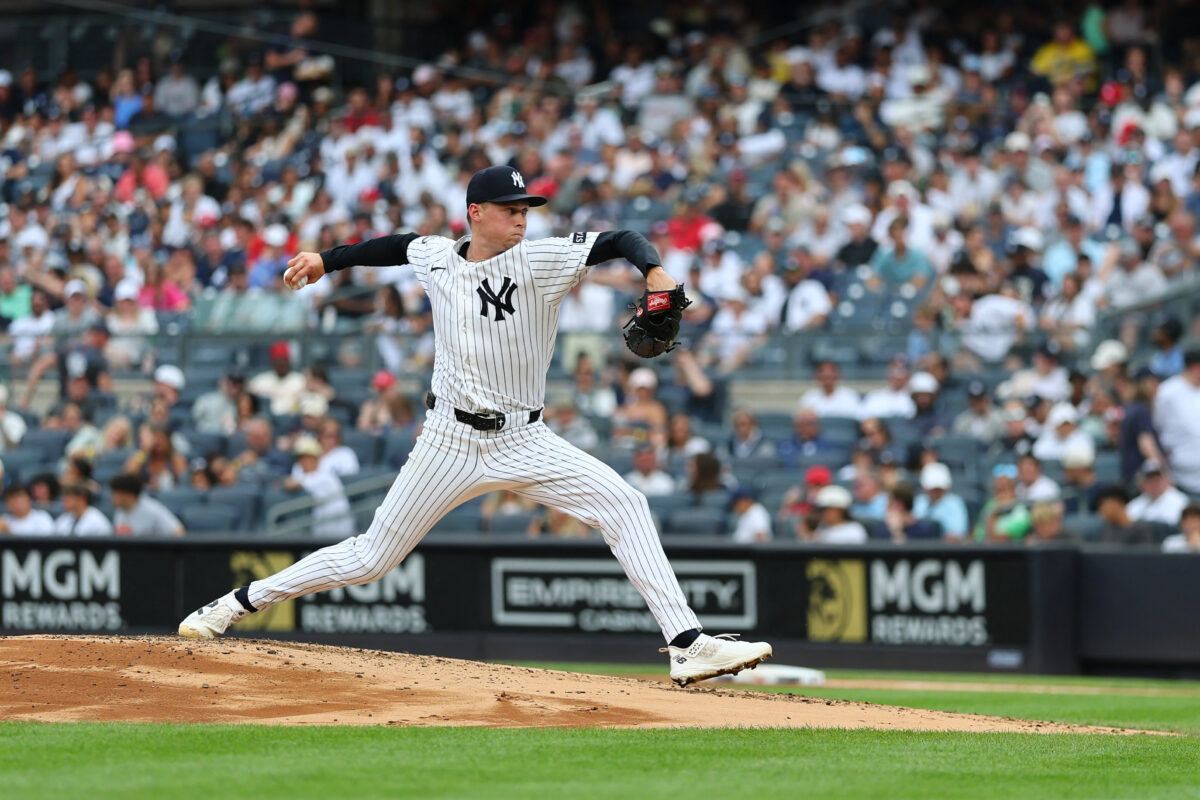Aug 30, 2026; Bronx, New York, USA;  New York Yankees pitcher Will Warren (29) pitches against the Boston Red Sox during the second inning at Yankee Stadium.  Mandatory Credit: Vincent Carchietta-Imagn Images