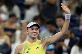 Tennis - U.S. Open - Flushing Meadows, New York, United States - September 3, 2026 Kazakhstan's Elena Rybakina celebrates after winning her second round match against Spain's Jessica Bouzas Maneiro REUTERS/Eduardo Munoz