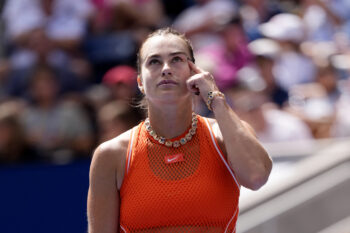 Tennis - U.S. Open - Flushing Meadows, New York, United States - September 4, 2026 Belarus' Aryna Sabalenka reacts during her third round match against Uzbekistan's Kamilla Rakhimova REUTERS/Eduardo Munoz