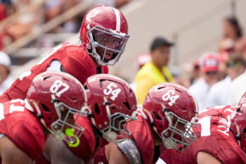 Sep 5, 2026; Tuscaloosa, AL, USA;  Alabama quarterback Keelon Russell (12) takes a snap under center during the game with East Carolina at Saban Field in Bryant-Denny Stadium. Mandatory Credit: Gary Cosby Jr.-Tuscaloosa News