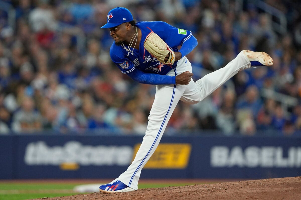 Sep 14, 2026; Toronto, Ontario, CAN; Toronto Blue Jays starting pitcher Jose Soriano (40) pitches to the Detroit Tigers during the third inning at Rogers Centre. Mandatory Credit: John E. Sokolowski-Imagn Images