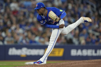 Sep 14, 2026; Toronto, Ontario, CAN;  Toronto Blue Jays starting pitcher Jose Soriano (40) pitches to the Detroit Tigers during the third inning at Rogers Centre.  Mandatory Credit: John E. Sokolowski-Imagn Images