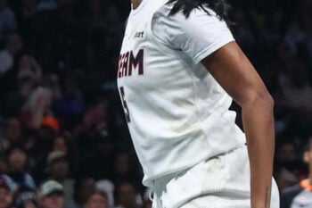 Sep 21, 2026; Brooklyn, New York, USA;  Atlanta Dream forward Angel Reese (5) reacts after scoring in the first quarter against the New York Liberty at Barclays Center. Mandatory Credit: Wendell Cruz-Imagn Images
