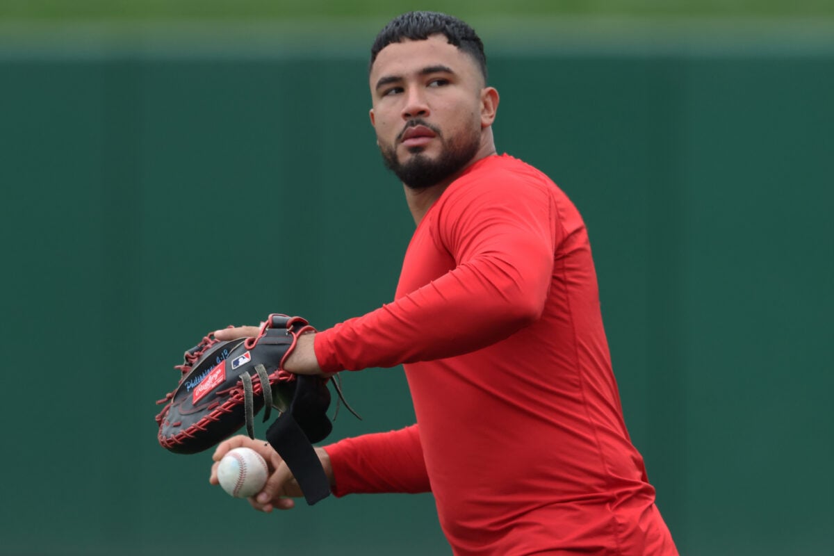 Sep 22, 2026; Pittsburgh, Pennsylvania, USA;  St. Louis Cardinals designated hitter Ivan Herrera (48) warms up before the game against the Pittsburgh Pirates at PNC Park.  Mandatory Credit: Charles LeClaire-Imagn Images