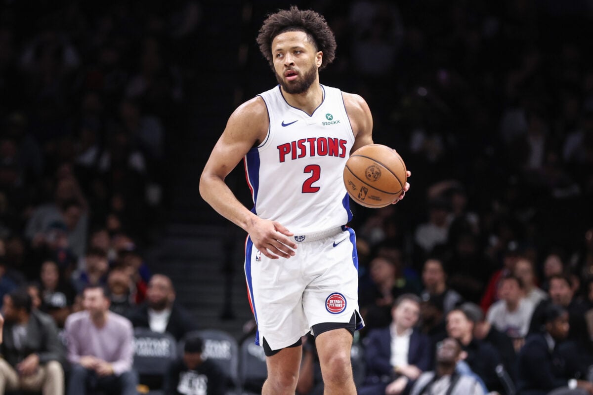 Mar 10, 2026; Brooklyn, New York, USA; Detroit Pistons guard Cade Cunningham (2) at Barclays Center. Mandatory Credit: Wendell Cruz-Imagn Images