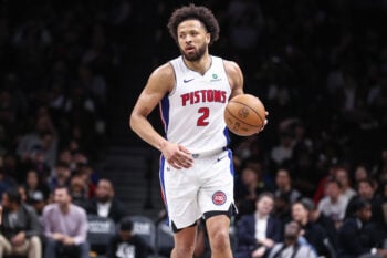 Mar 10, 2026; Brooklyn, New York, USA;  Detroit Pistons guard Cade Cunningham (2) at Barclays Center. Mandatory Credit: Wendell Cruz-Imagn Images