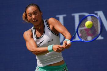 Tennis - U.S. Open - Flushing Meadows, New York, United States - September 9, 2026 China's Qinwen Zheng in action during her quarter final match against Kazakhstan's Elena Rybakina IMAGN IMAGES via Reuters/Robert Deutsch