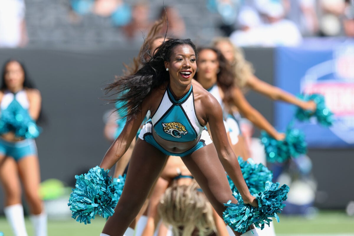 Sep 13, 2026; Jacksonville, Florida, USA; Jacksonville Jaguars cheerleaders in the fourth quarter against the Cleveland Browns at EverBank Stadium. Mandatory Credit: Nathan Ray Seebeck-Imagn Images