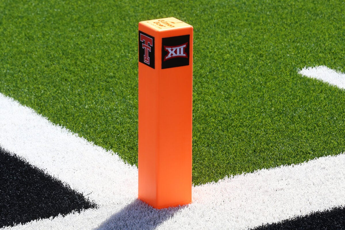 Sep 26, 2026; Lubbock, Texas, USA; A detailed view of the end zone pylon before the game between the Texas Tech Red Raiders and the Sam Houston Bearkats at Galaxy Stadium. Mandatory Credit: Michael C. Johnson-Imagn Images