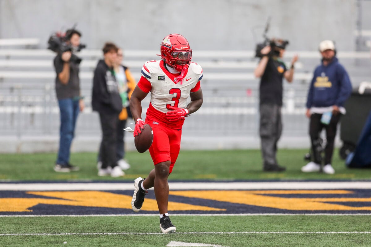 Oct 10, 2026; Morgantown, West Virginia, USA; Arizona Wildcats running back Kedrick Reescano (3) warms up prior to their game against the West Virginia Mountaineers at Milan Puskar Stadium. Mandatory Credit: Ben Queen-Imagn Images