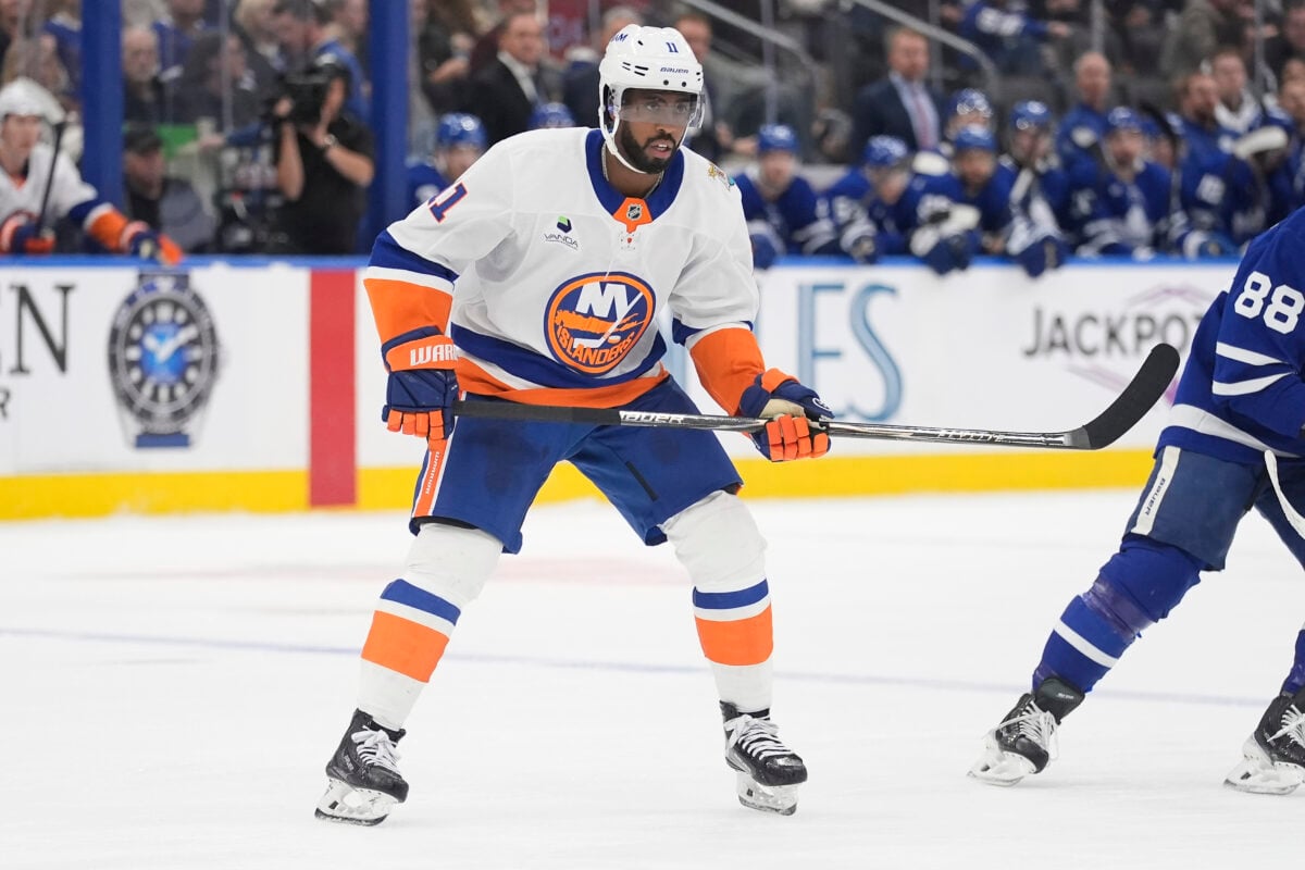 Oct 17, 2026; Toronto, Ontario, CAN; New York Islanders forward Anthony Duclair (11) skates against the Toronto Maple Leafs during the second period at Scotiabank Arena. Mandatory Credit: John E. Sokolowski-Imagn Images