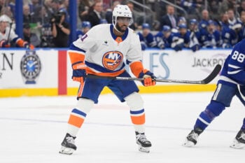 Oct 17, 2026; Toronto, Ontario, CAN;  New York Islanders forward Anthony Duclair (11) skates against the Toronto Maple Leafs during the second period at Scotiabank Arena.  Mandatory Credit: John E. Sokolowski-Imagn Images