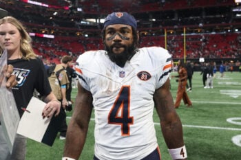 Oct 18, 2026; Atlanta, Georgia, USA;  Chicago Bears running back D'Andre Swift (4) walks off the field after the game against the Atlanta Falcons at Mercedes-Benz Stadium.  Mandatory Credit: Brett Davis-Imagn Images