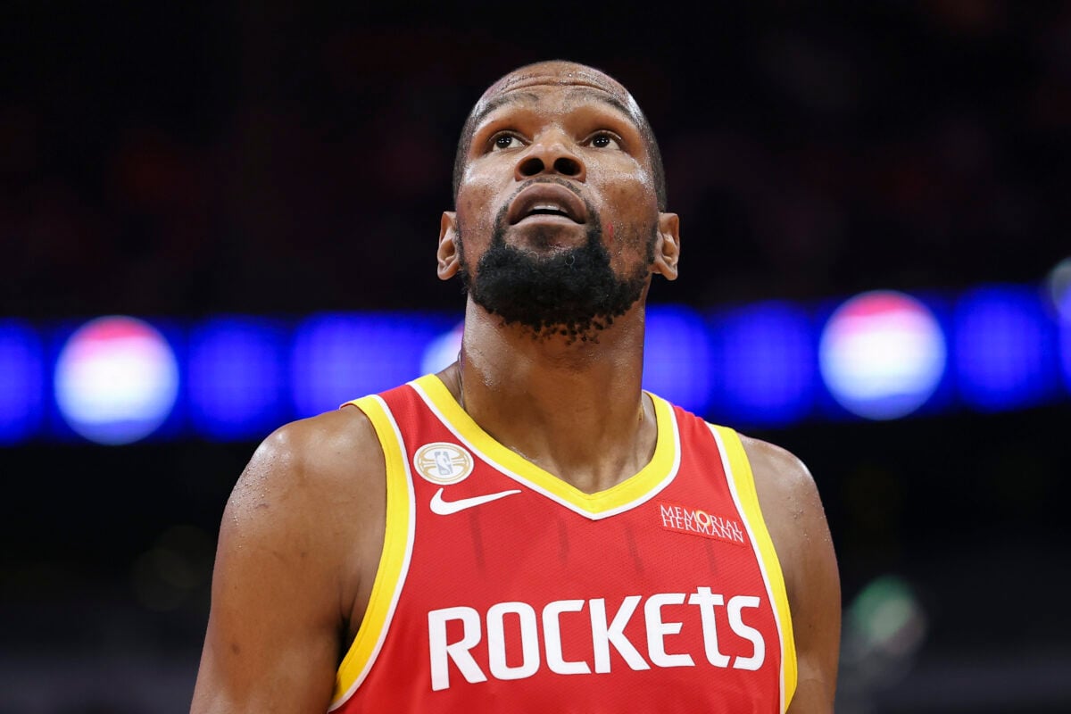 Oct 21, 2026; Houston, Texas, USA; A patch is visible on the jersey of Houston Rockets forward Kevin Durant (7) during the game against the Dallas Mavericks at Toyota Center. Mandatory Credit: Troy Taormina-Imagn Images