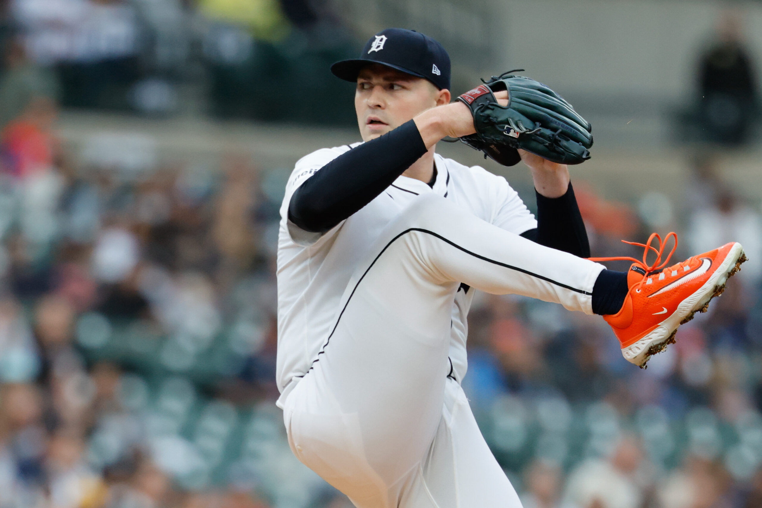 Sep 6, 2025; Detroit, Michigan, USA;  Detroit Tigers pitcher Tarik Skubal (29) pitches in the first inning against the Chicago White Sox at Comerica Park. Mandatory Credit: Rick Osentoski-Imagn Images