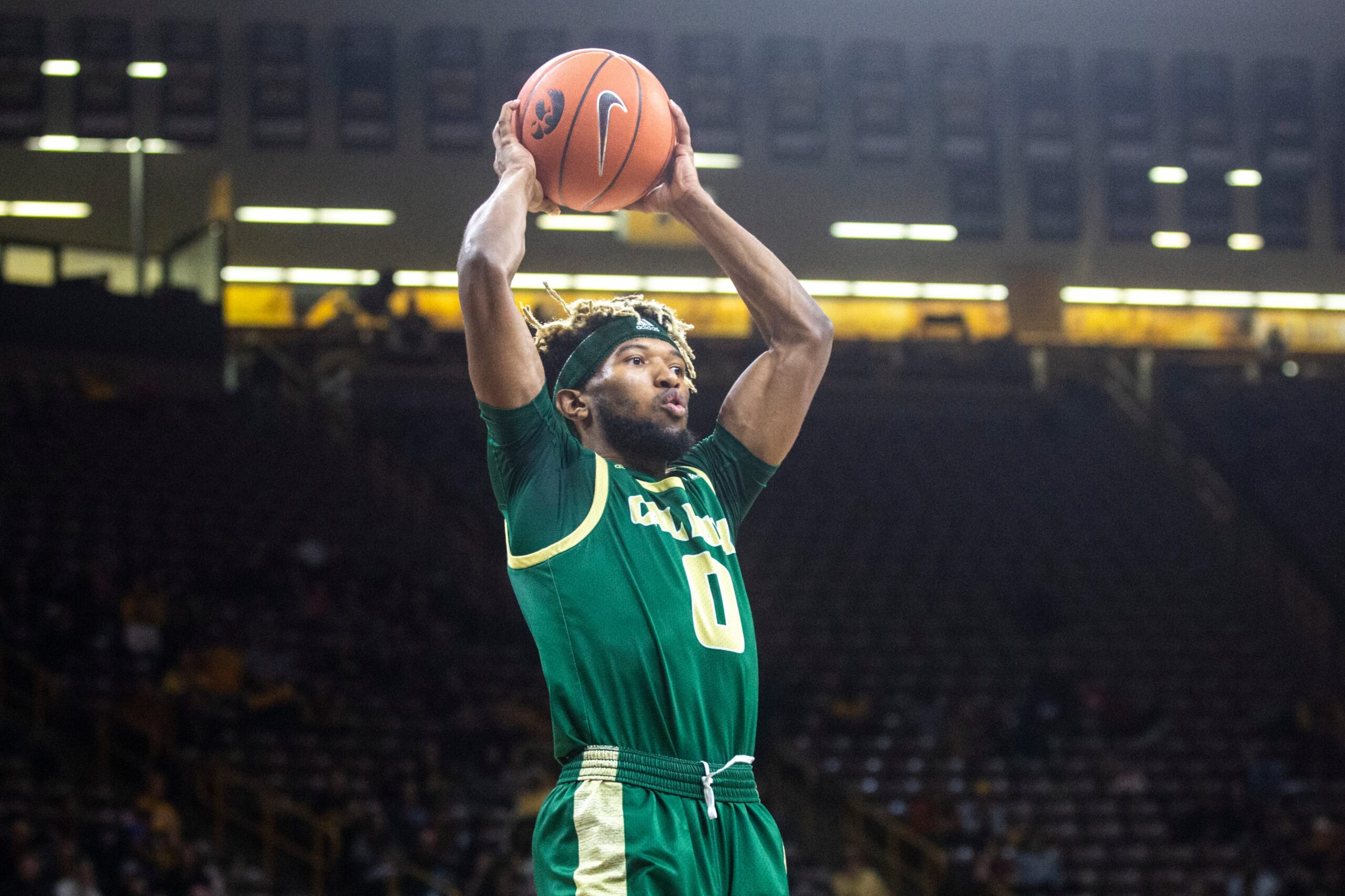 Cal Poly's Keith Smith (0) grabs a rebound during a NCAA non-conference men's basketball game, Sunday, Nov. 24, 2019, at Carver-Hawkeye Arena in Iowa City, Iowa.

191123 Cal Poly Iowa Mbb 031 Jpg