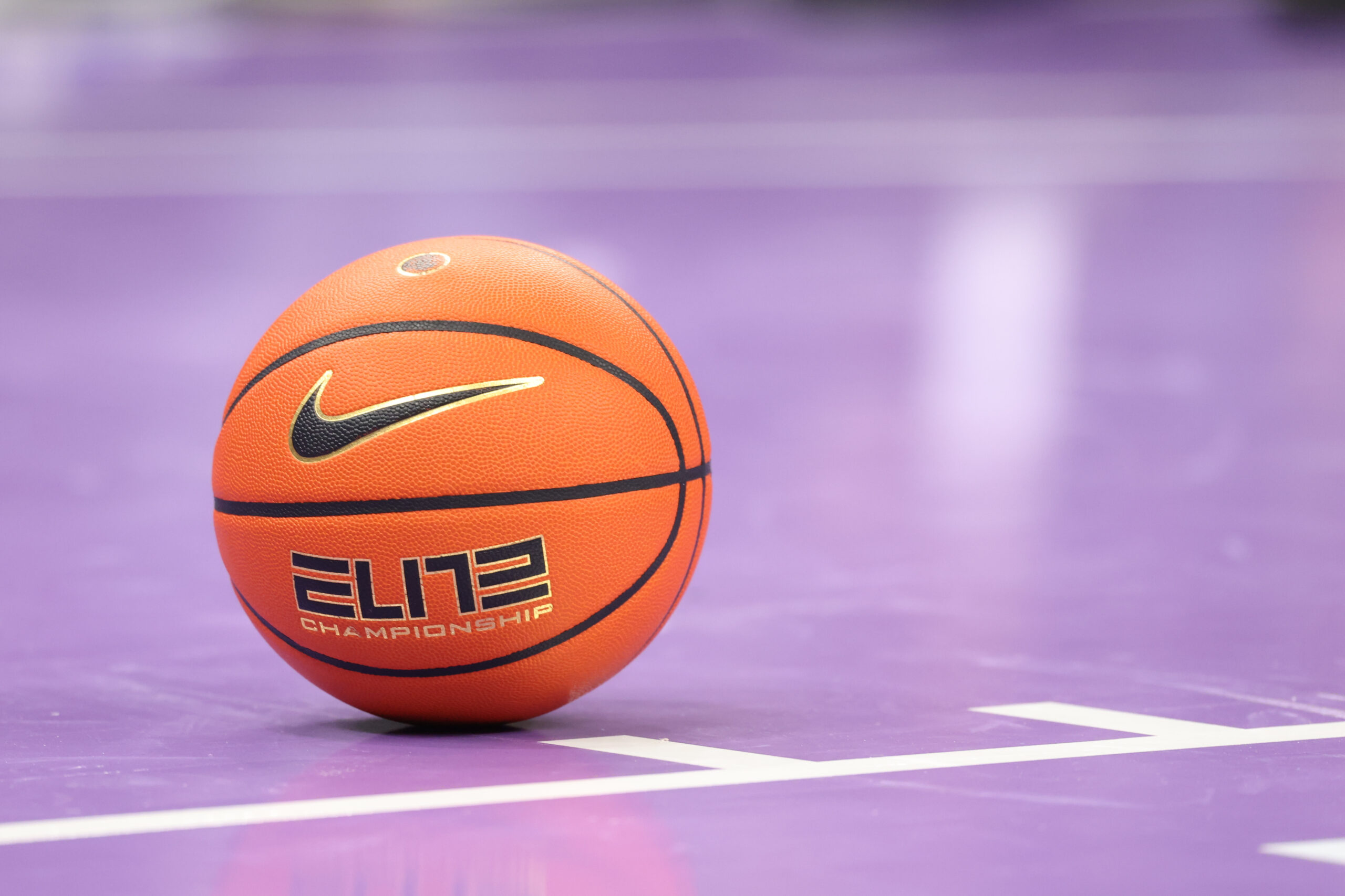 Nov 21, 2025; Salt Lake City, Utah, USA; A general view of the ball used during the game between the BYU Cougars and the Wisconsin Badgers at Delta Center. Mandatory Credit: Rob Gray-Imagn Images