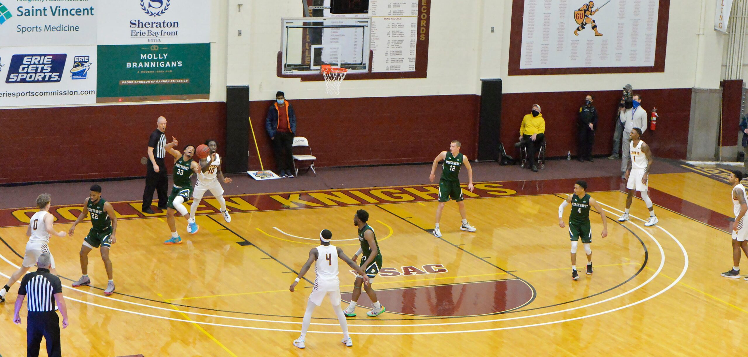 Gannon University hosts Mercyhurst University for a men's basketball game on Jan. 5, 2021, at Gannon's Hammermill Center in Erie. Mercyhurst graduate student Cameron Gross (33) gets a steal on this play.

P12basketball010522