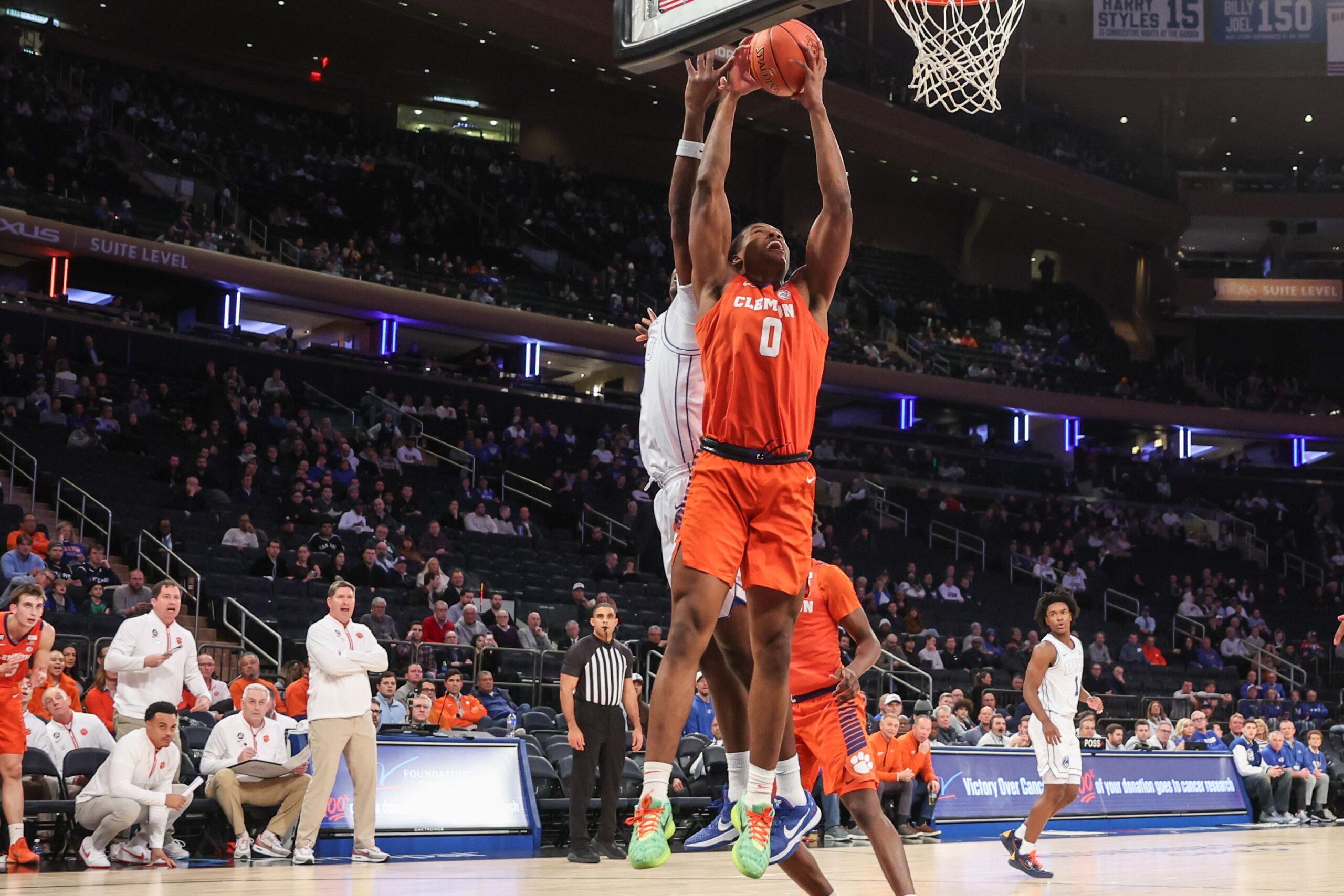 Dec 9, 2025; New York, New York, USA;  Clemson Tigers forward RJ Godfrey (0) at Madison Square Garden. Mandatory Credit: Wendell Cruz-Imagn Images