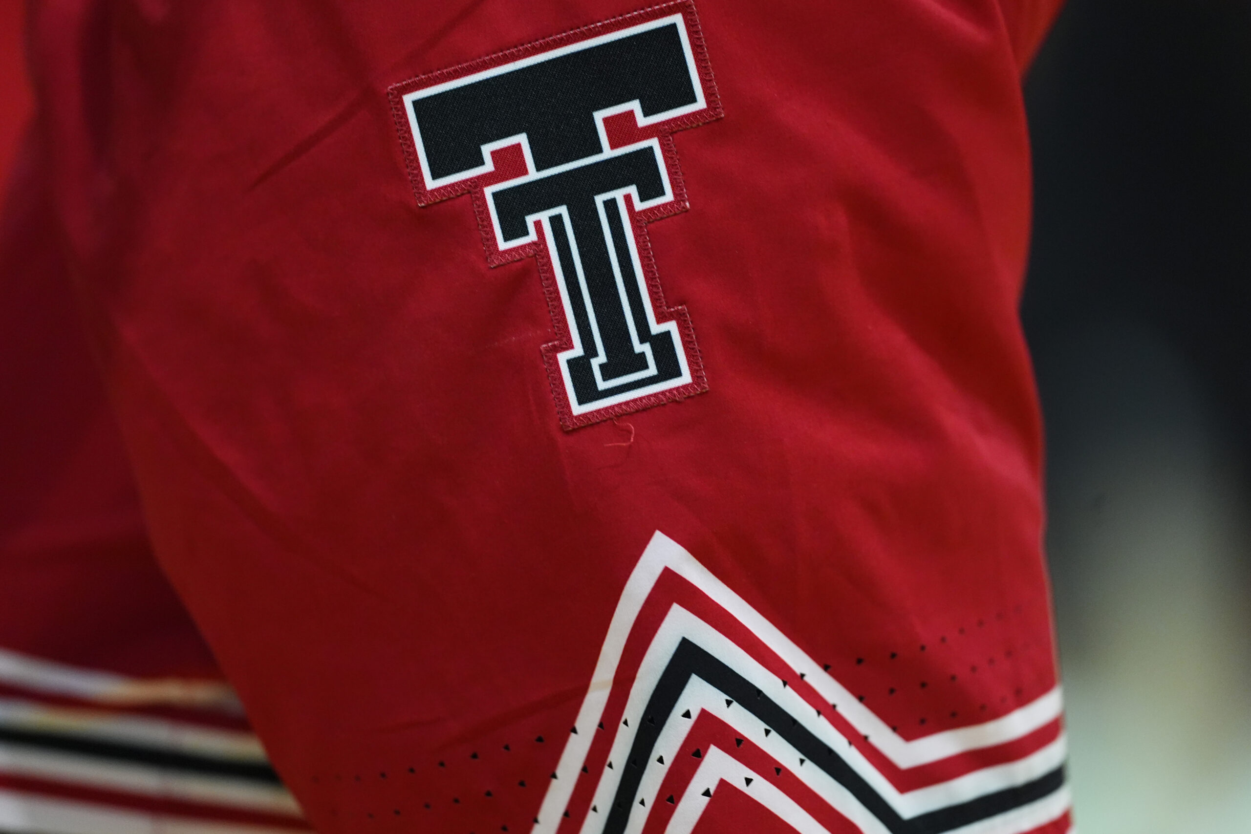 Jan 10, 2026; Boulder, Colorado, USA; Detailed view of the Texas Tech Red Raiders shorts worn by forward JT Toppin (15) before the game against the Colorado Buffaloes at the CU Events Center. Mandatory Credit: Ron Chenoy-Imagn Images