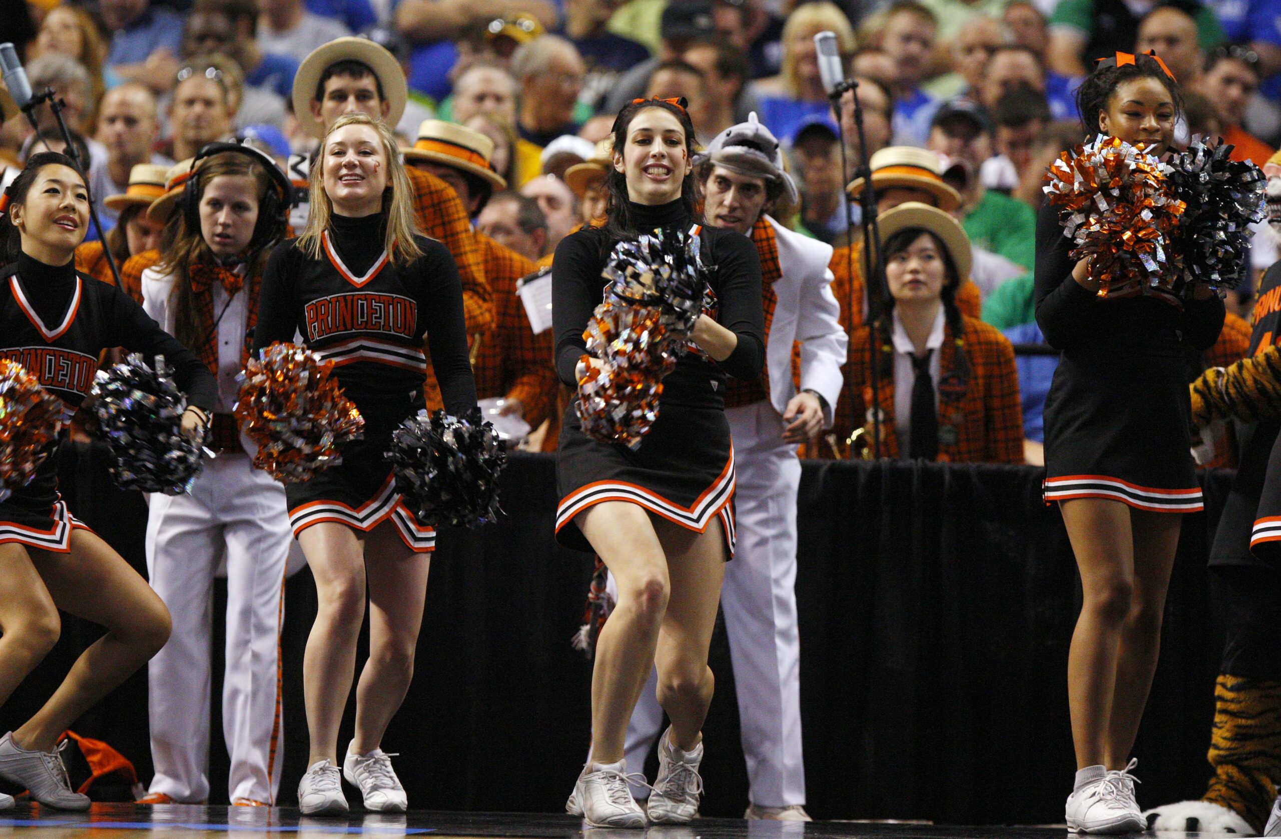 Mar 17, 2011; Tampa, FL, USA; Princeton Tigers cheerleaders in the second half against the Kentucky Wildcats during the second round of the 2011 NCAA men's basketball tournament at the St. Pete Times Forum. Kentucky won 59-57. Mandatory Credit: Kim Klement-Imagn Images