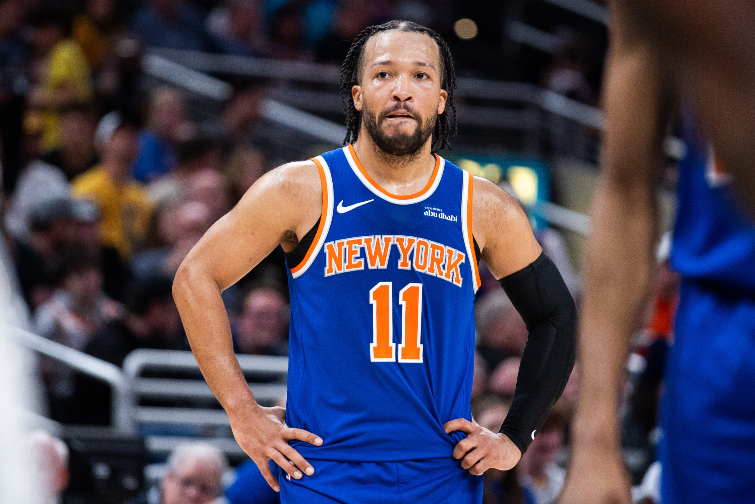 Mar 13, 2026; Indianapolis, Indiana, USA;  New York Knicks guard Jalen Brunson (11) in the second half against the Indiana Pacers at Gainbridge Fieldhouse. Mandatory Credit: Trevor Ruszkowski-Imagn Images