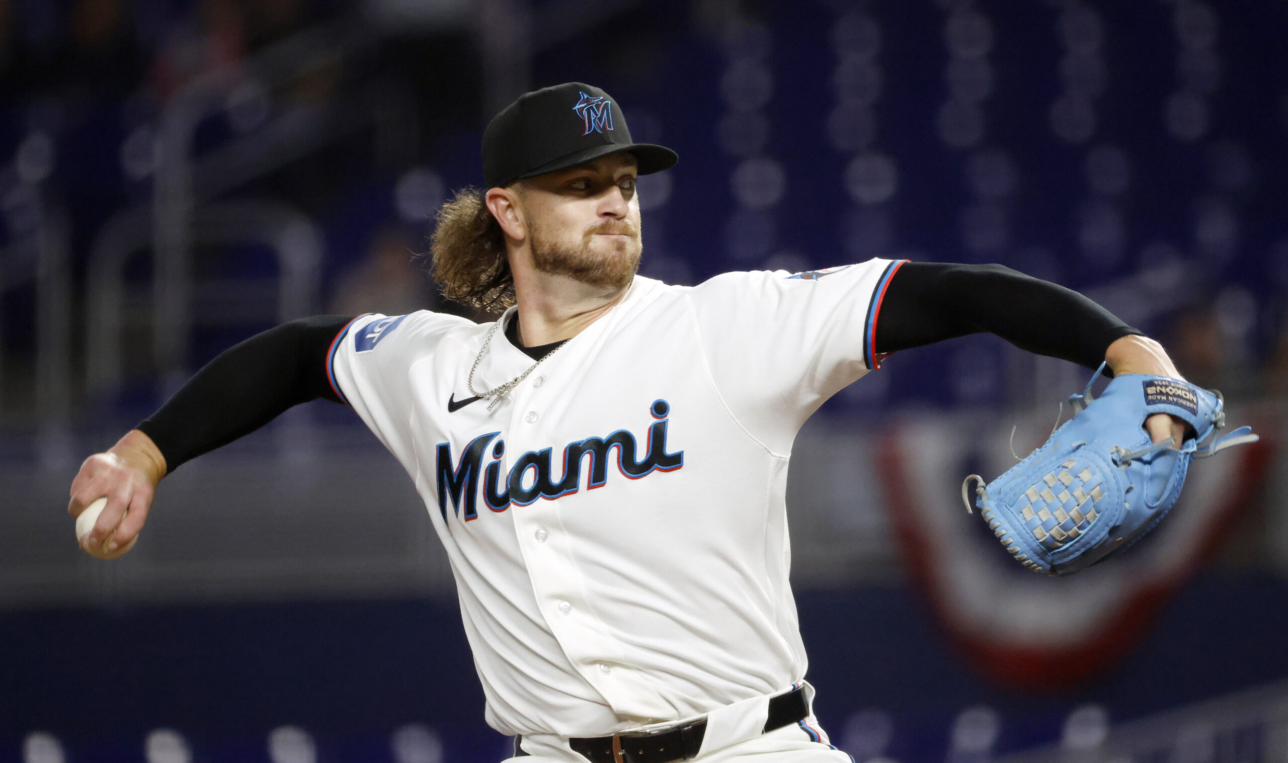 Mar 30, 2026; Miami, Florida, USA;  Miami Marlins starting pitcher Chris Paddack (33) pitches against the Chicago White Sox during the first inning at loanDepot Park. Mandatory Credit: Rhona Wise-Imagn Images