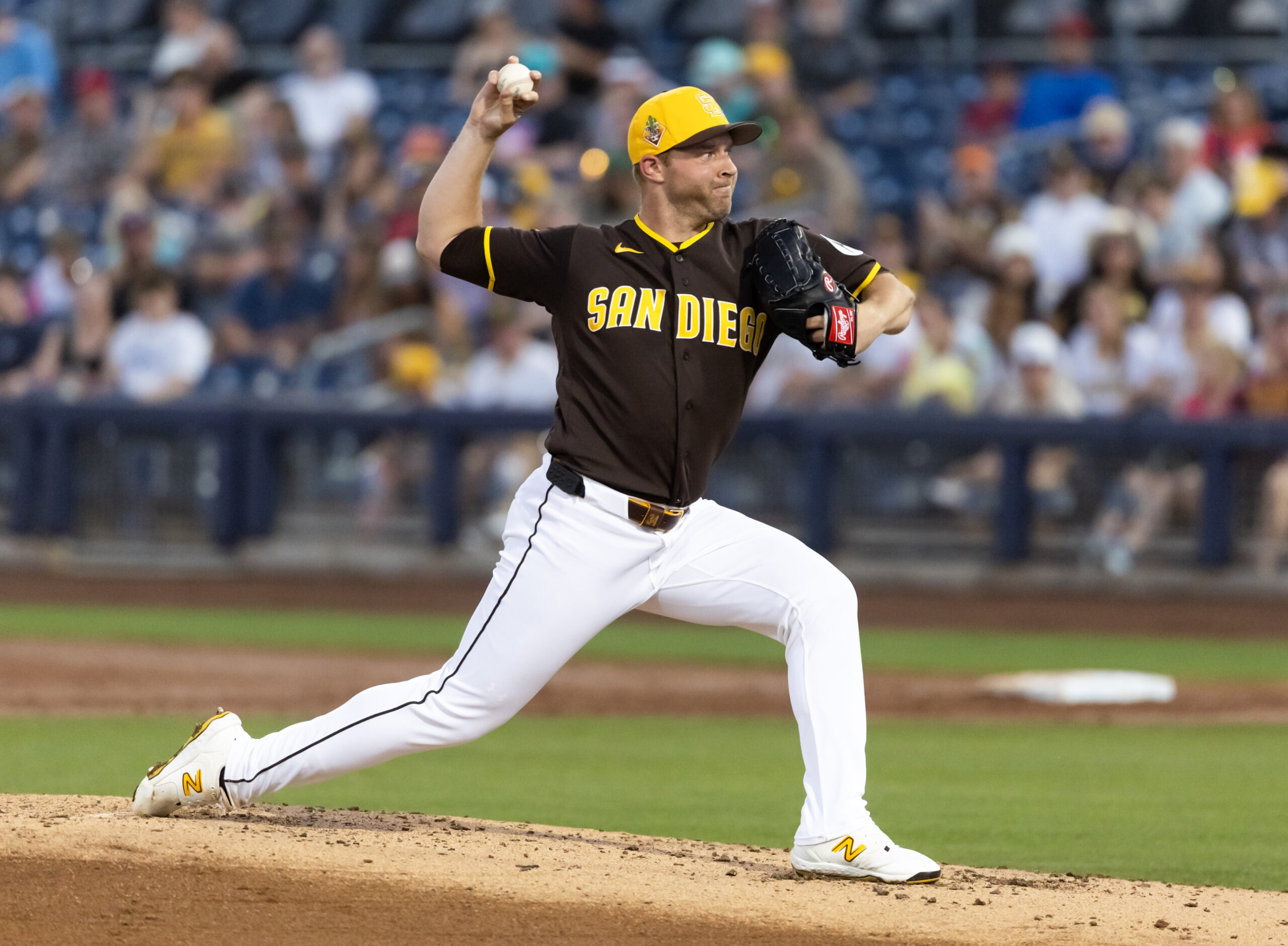 Mar 19, 2026; Peoria, Arizona, USA; San Diego Padres pitcher Michael King against the Chicago White Sox during a spring training game at Peoria Sports Complex. Mandatory Credit: Mark J. Rebilas-Imagn Images