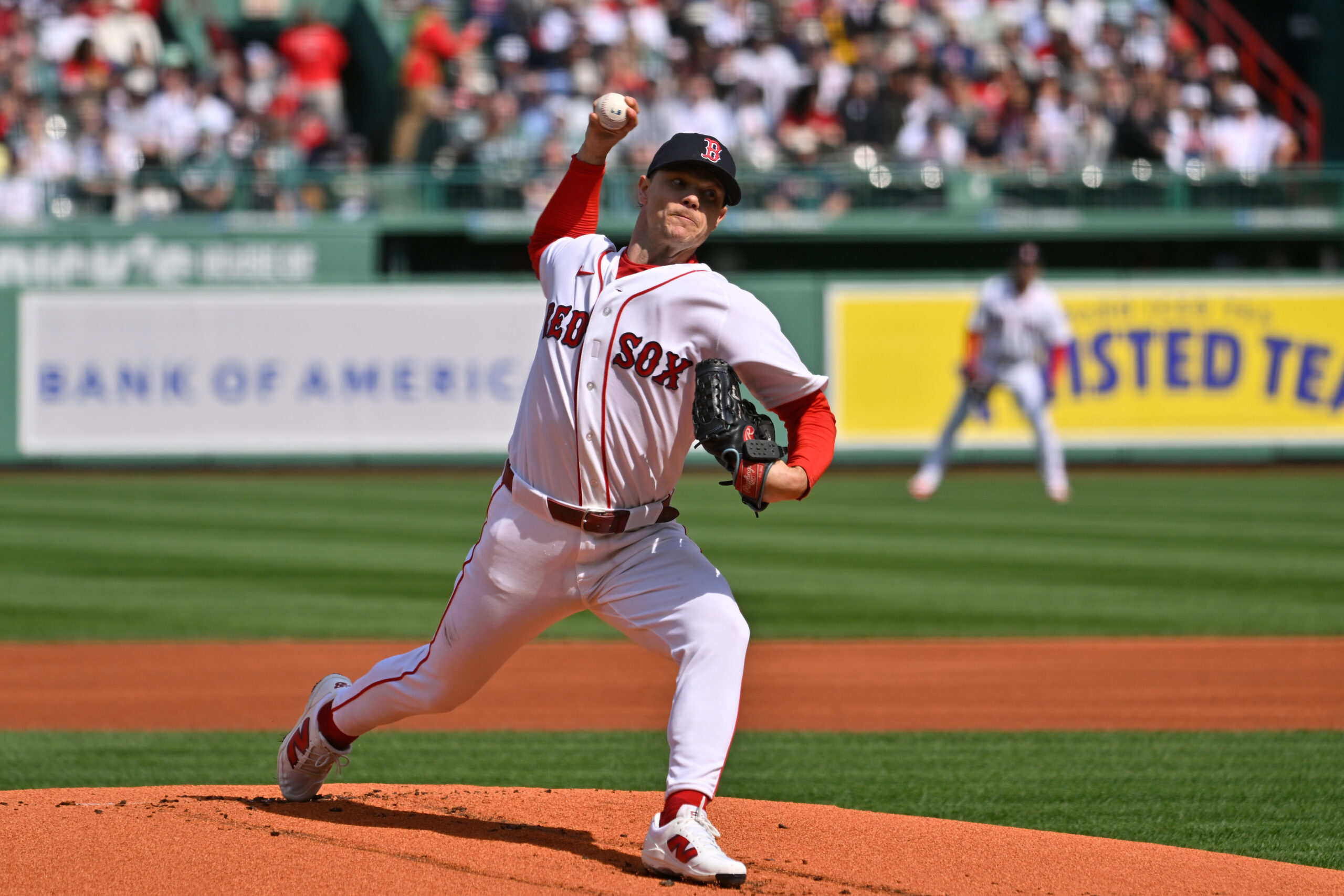 Apr 3, 2026; Boston, Massachusetts, USA; Boston Red Sox starting pitcher Sonny Gray (54) pitches against the San Diego Padres during the first inning at Fenway Park. Mandatory Credit: Eric Canha-Imagn Images