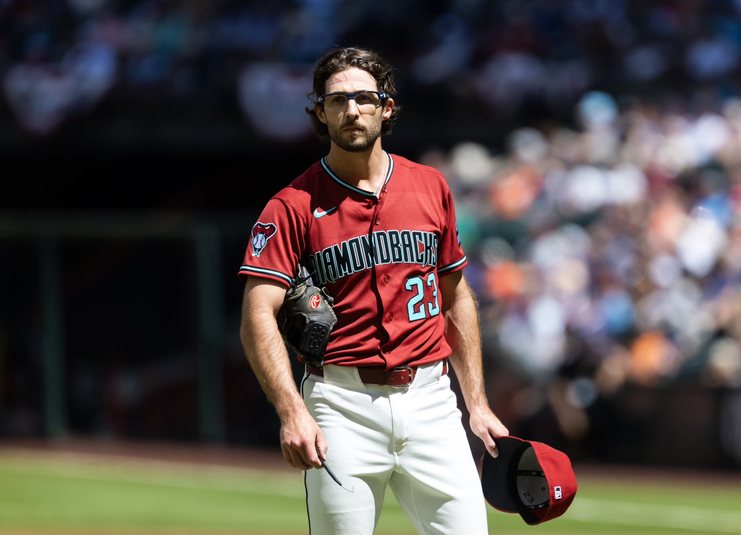 Apr 1, 2026; Phoenix, Arizona, USA; Arizona Diamondbacks pitcher Zac Gallen against the Detroit Tigers at Chase Field. Mandatory Credit: Mark J. Rebilas-Imagn Images
