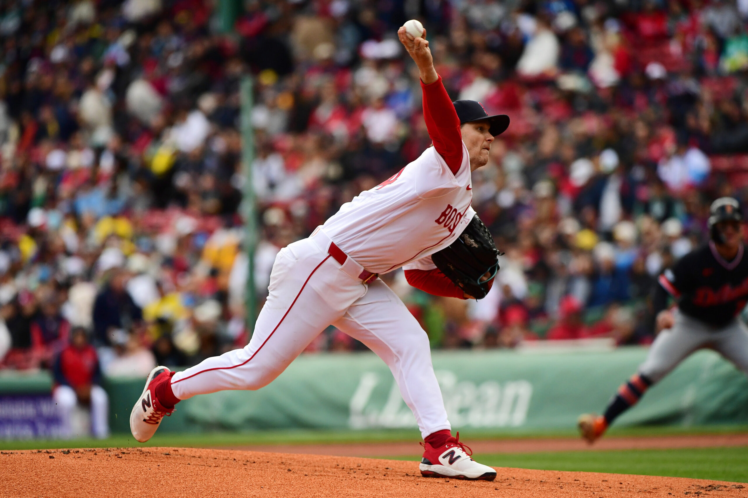 Apr 20, 2026; Boston, Massachusetts, USA;  Boston Red Sox pitcher Sonny Gray (54) pitches during the first inning against the Detroit Tigers at Fenway Park. Mandatory Credit: Bob DeChiara-Imagn Images