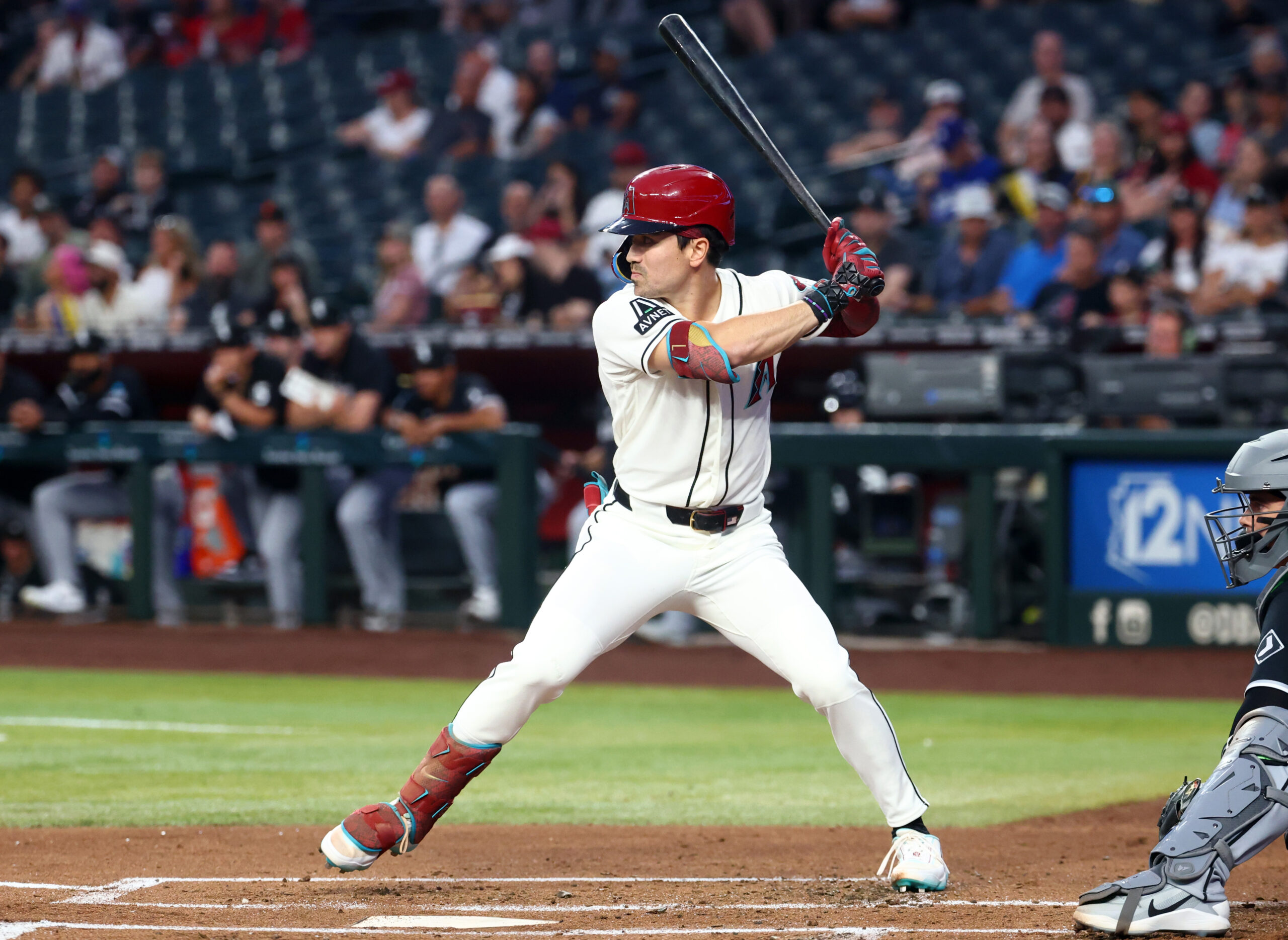 Apr 21, 2026; Phoenix, Arizona, USA; Arizona Diamondbacks outfielder Corbin Carroll (7) against the Chicago White Sox at Chase Field. Mandatory Credit: Mark J. Rebilas-Imagn Images