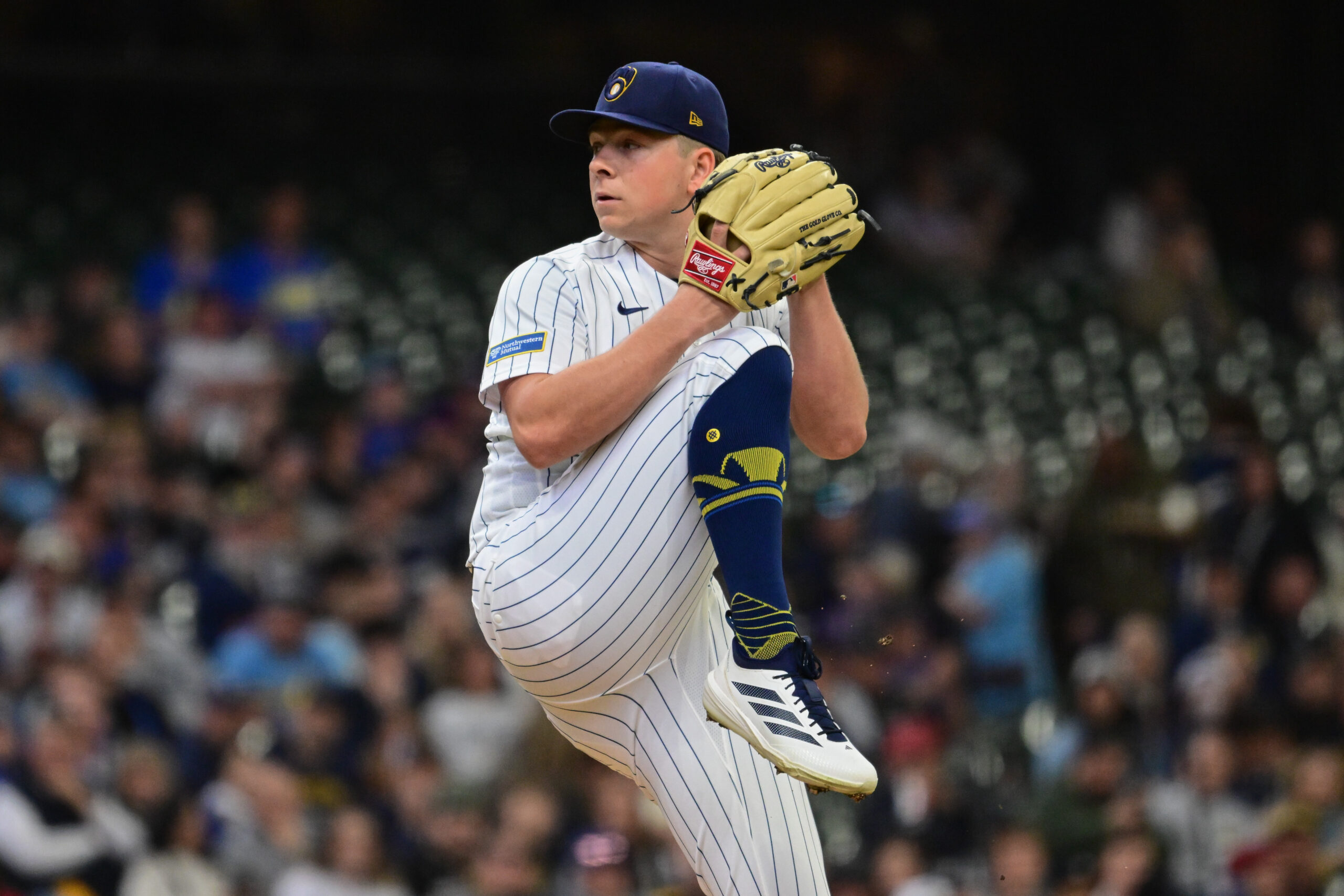 Apr 26, 2026; Milwaukee, Wisconsin, USA; Milwaukee Brewers starting pitcher Kyle Harrison (52) throws a pitch in the first inning against the Pittsburgh Pirates at American Family Field. Mandatory Credit: Benny Sieu-Imagn Images