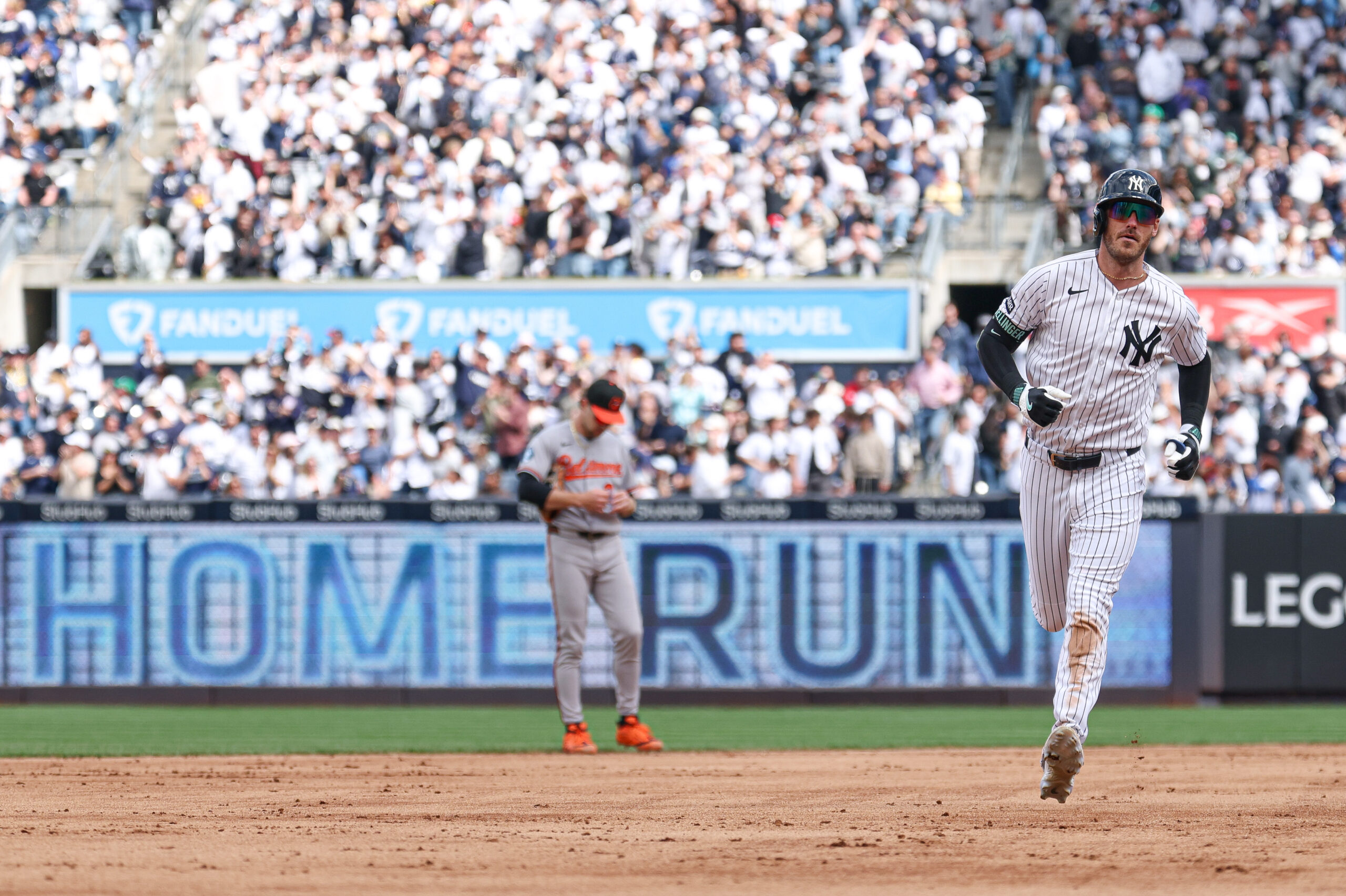 May 2, 2026; Bronx, New York, USA; New York Yankees left fielder Cody Bellinger (35) rounds the bases  after hitting a solo home run during the fifth inning against the Baltimore Orioles at Yankee Stadium. Mandatory Credit: Vincent Carchietta-Imagn Images