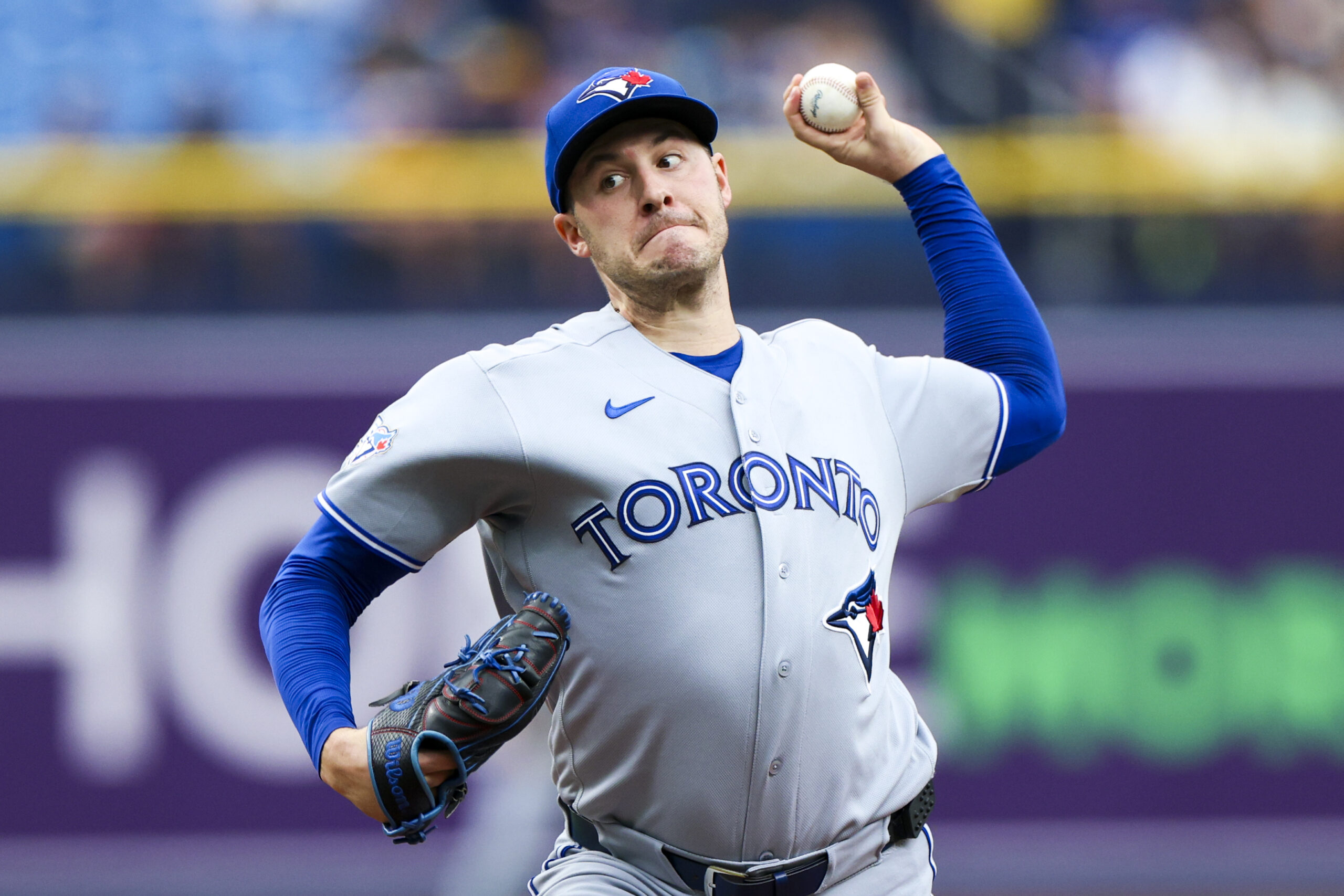 May 6, 2026; St. Petersburg, Florida, USA; Toronto Blue Jays starting pitcher Patrick Corbin (46) throws a pitch against the Tampa Bay Rays in the first inning at Tropicana Field. Mandatory Credit: Nathan Ray Seebeck-Imagn Images