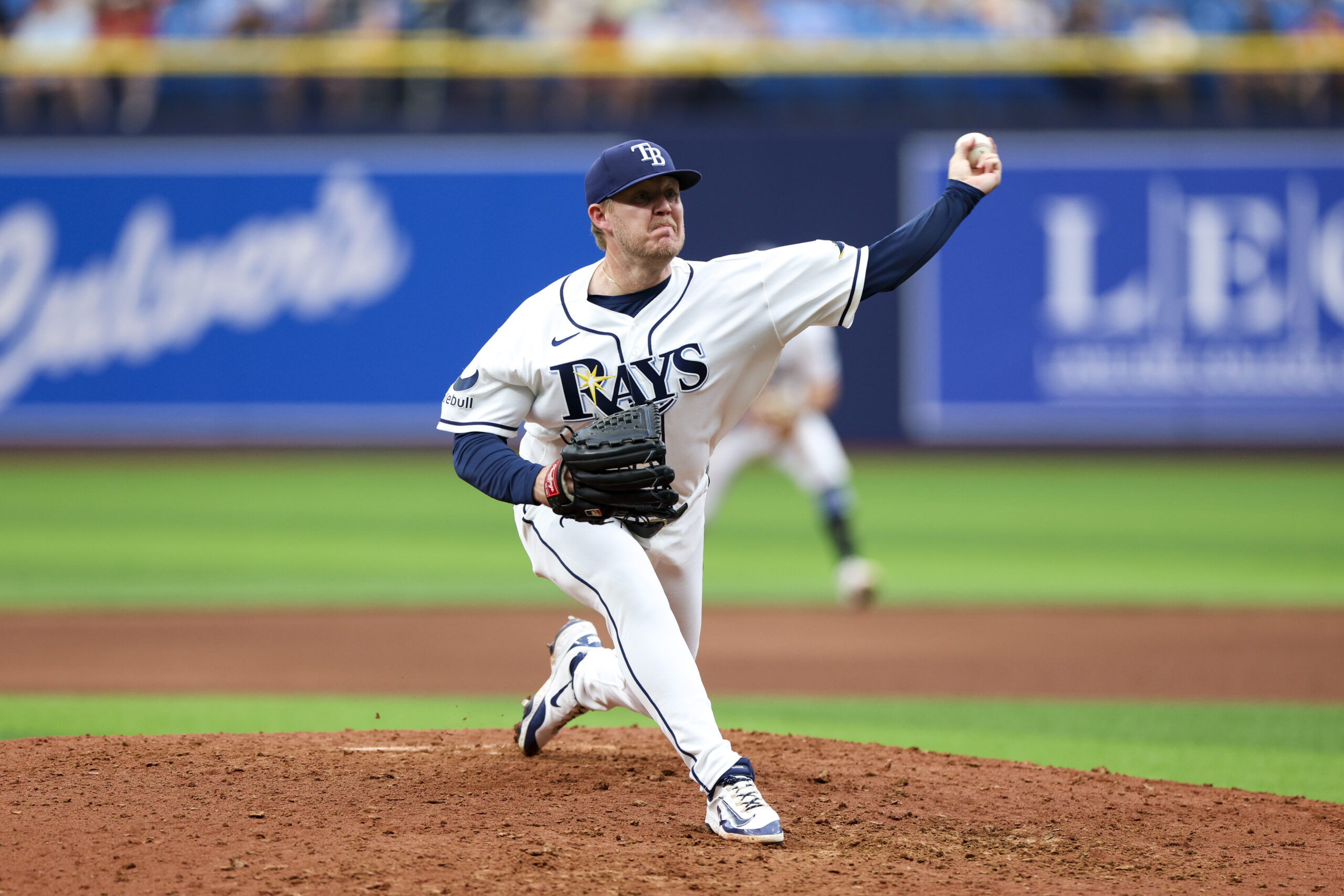 May 6, 2026; St. Petersburg, Florida, USA; Tampa Bay Rays pitcher Garrett Cleavinger (60) throws a pitch against the Toronto Blue Jays in the seventh inning at Tropicana Field. Mandatory Credit: Nathan Ray Seebeck-Imagn Images