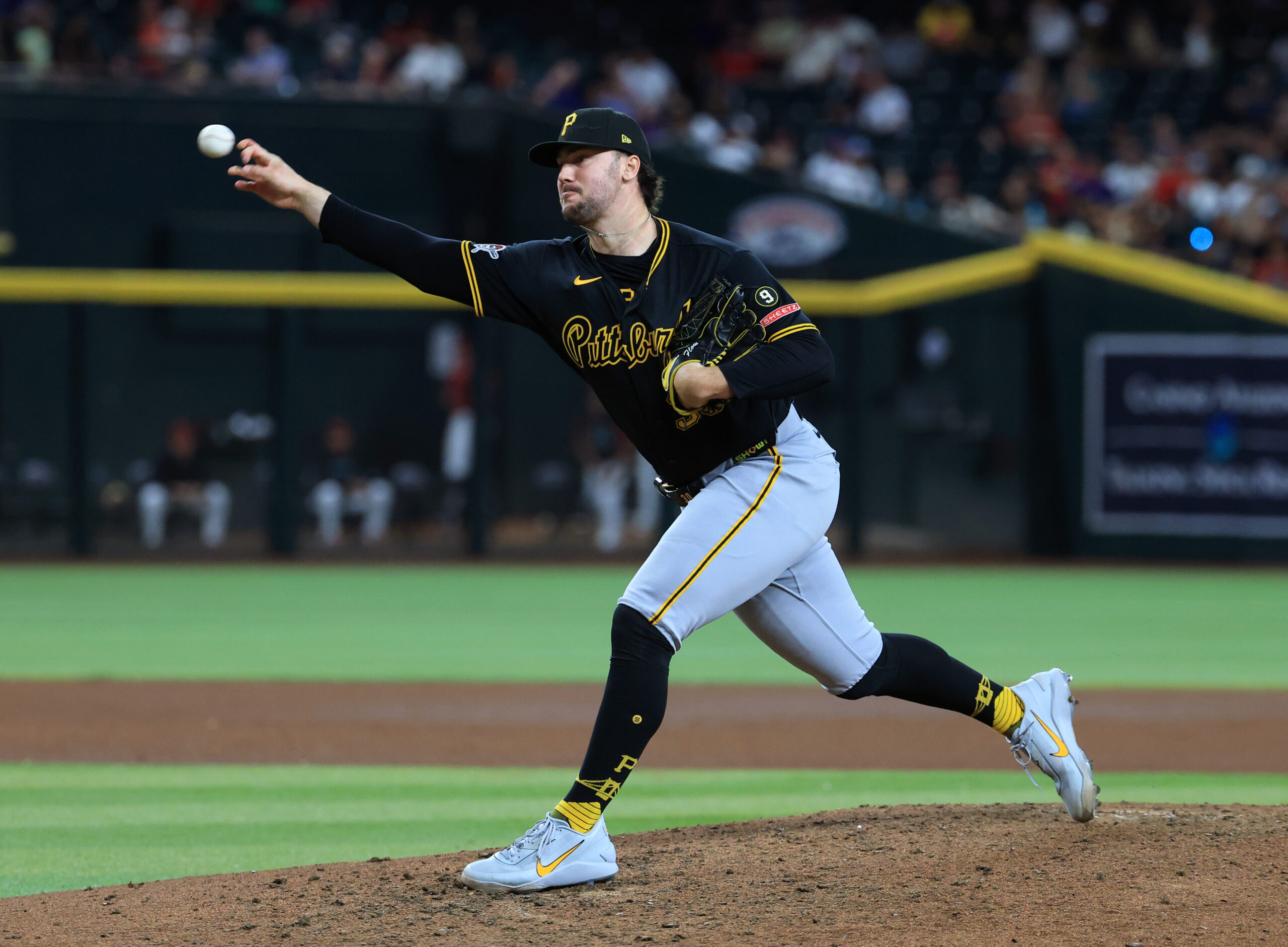 May 6, 2026; Phoenix, Arizona, USA; Pittsburgh Pirates pitcher Paul Skenes against the Arizona Diamondbacks at Chase Field. Mandatory Credit: Mark J. Rebilas-Imagn Images
