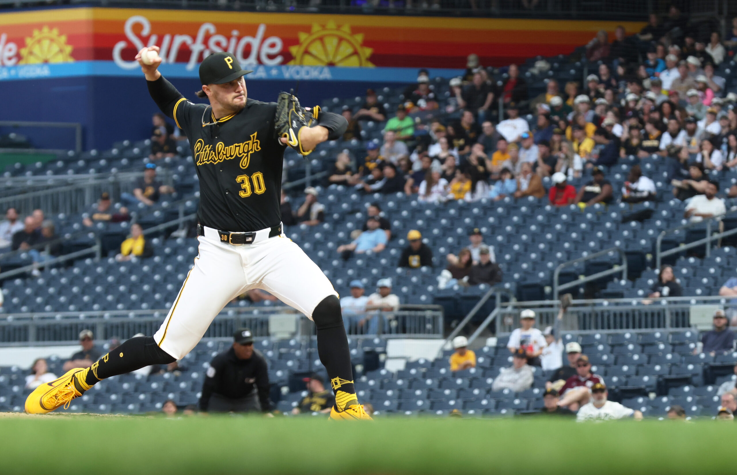 May 12, 2026; Pittsburgh, Pennsylvania, USA;  Pittsburgh Pirates starting pitcher Paul Skenes (30) pitches against the Colorado Rockies during the fifth inning at PNC Park. Mandatory Credit: Charles LeClaire-Imagn Images