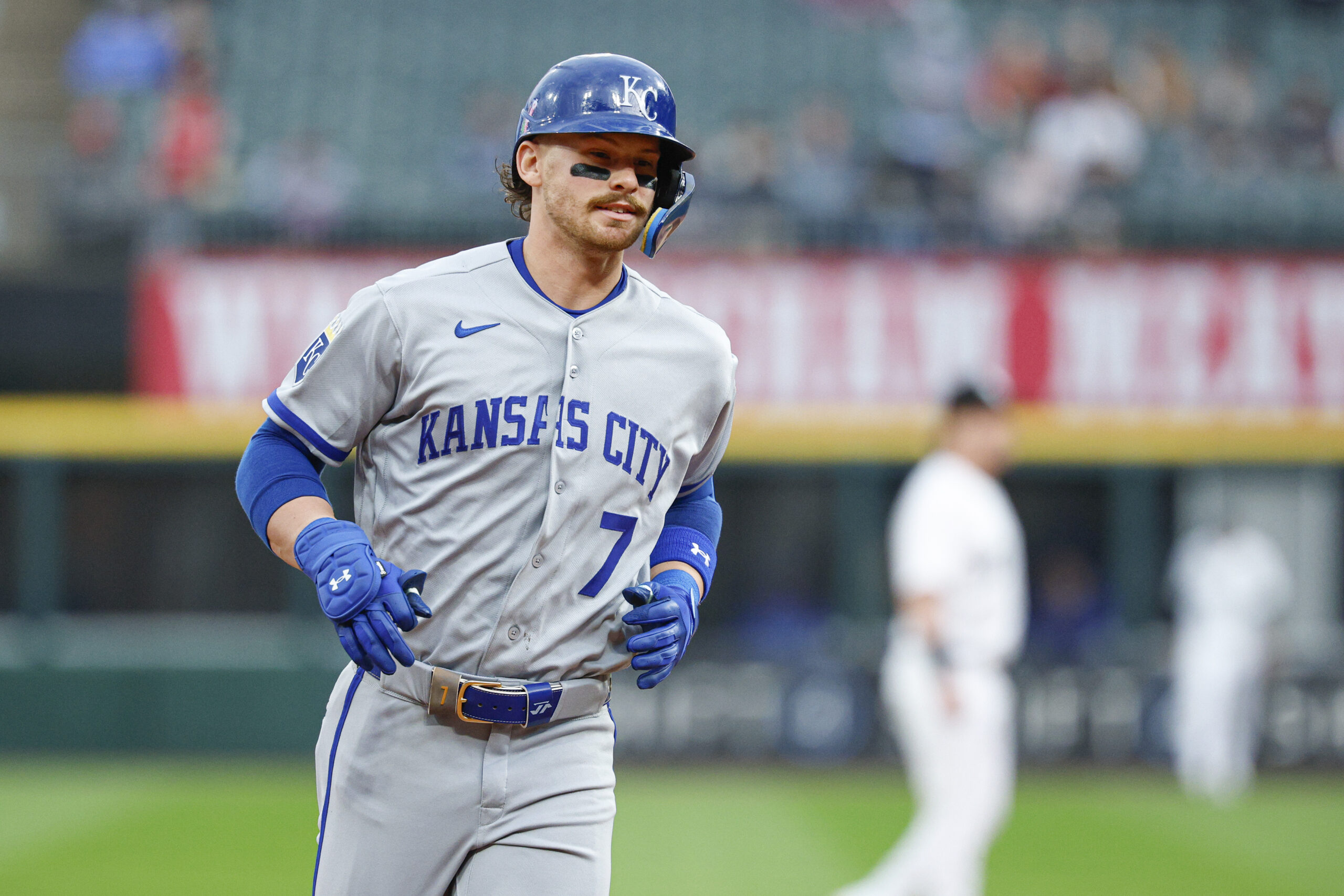 May 12, 2026; Chicago, Illinois, USA; Kansas City Royals shortstop Bobby Witt Jr. (7) rounds the bases after hitting a solo home run against the Chicago White Sox during the first inning at Rate Field. Mandatory Credit: Kamil Krzaczynski-Imagn Images