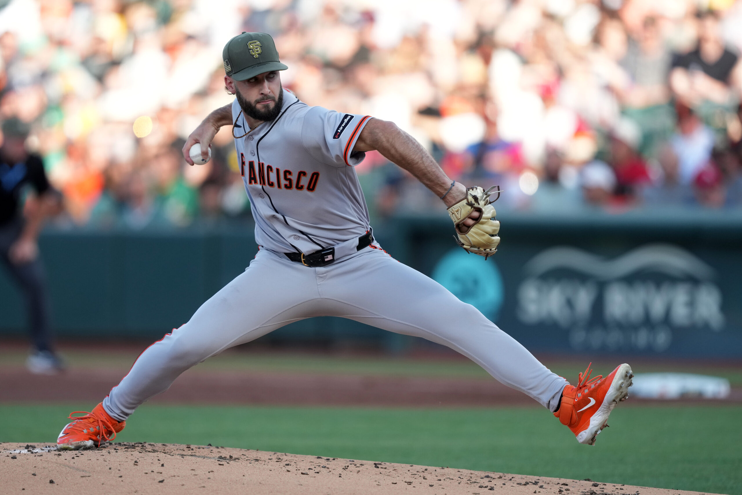 May 16, 2026; West Sacramento, California, USA; San Francisco Giants starting pitcher Trevor McDonald (72) throws a pitch against the Athletics during the first inning at Sutter Health Park. Mandatory Credit: Darren Yamashita-Imagn Images