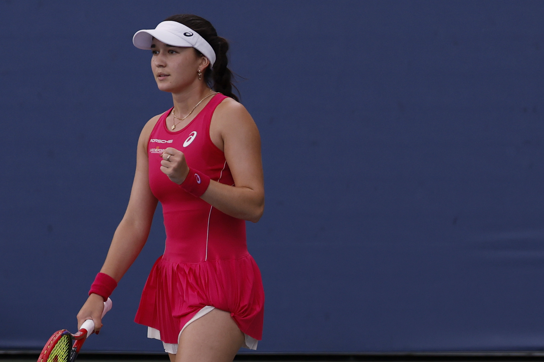Aug 26, 2025; Flushing, NY, USA; Eva Lys (GER) reacts after winning a point against Francesca Jones (GBR) (not pictured) on day three of the 2025 US Open tennis tournament at Billie Jean King USTA National Tennis Center. Mandatory Credit: Geoff Burke-Imagn Images