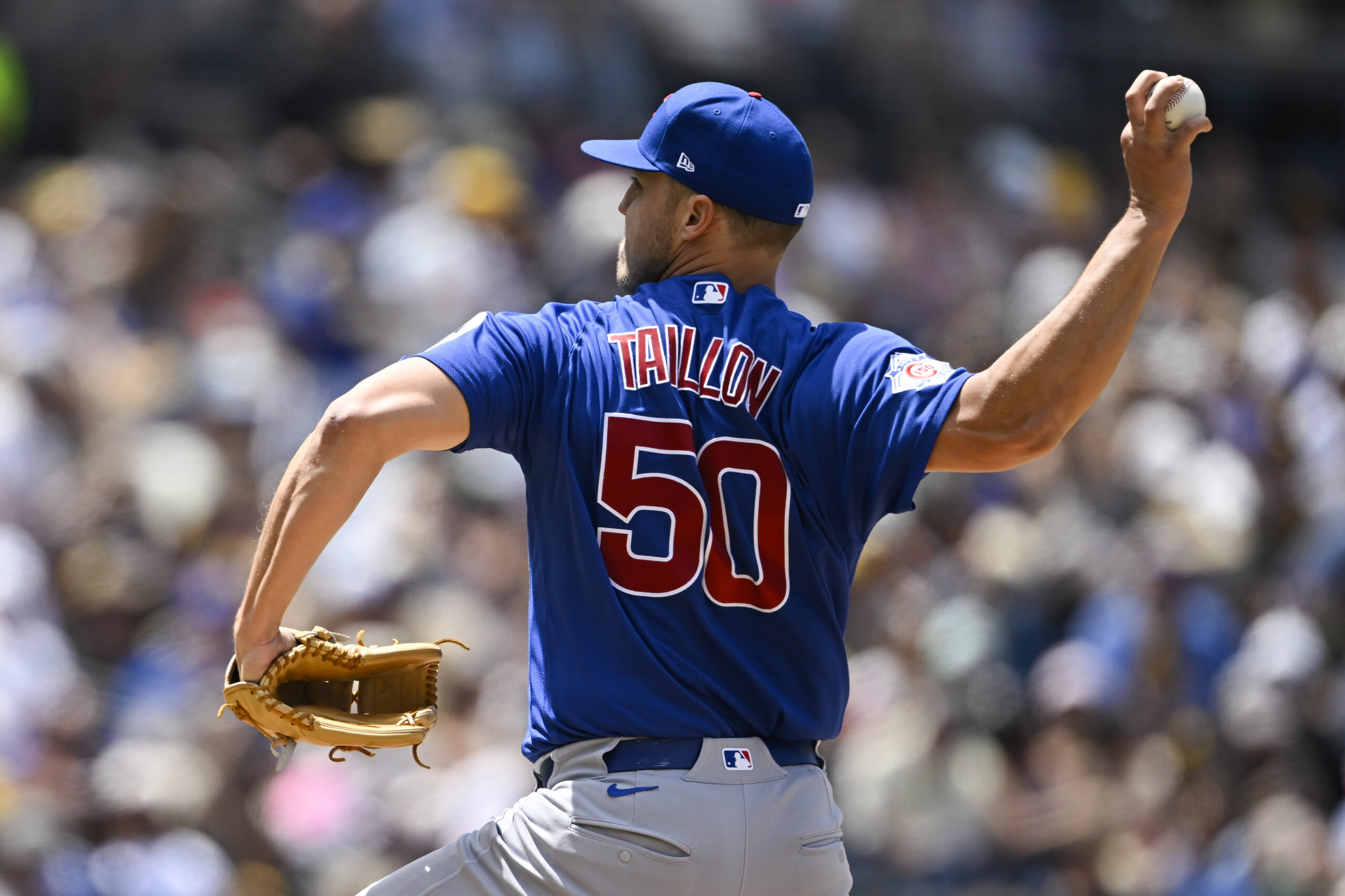 Apr 29, 2026; San Diego, California, USA; Chicago Cubs starting pitcher Jameson Taillon (50) delivers during the fourth inning against the San Diego Padres at Petco Park. Mandatory Credit: Denis Poroy-Imagn Images