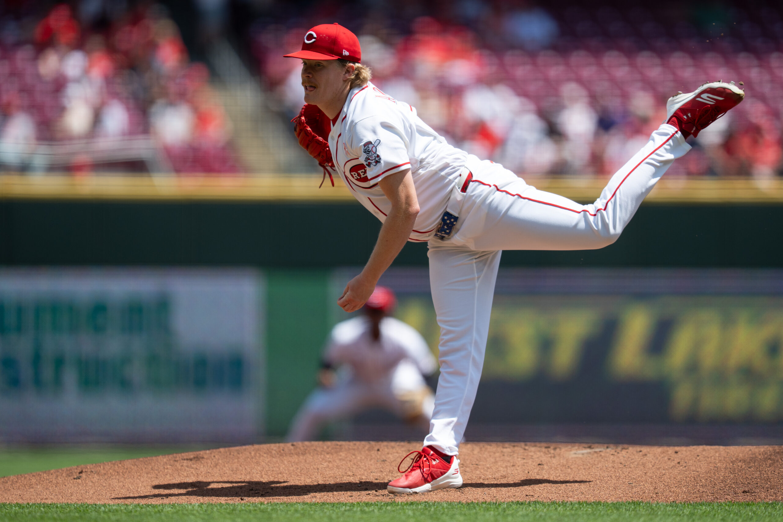 May 10, 2026; Cincinnati, Ohio, USA;  Cincinnati Reds pitcher Andrew Abbott (41) throws against the Houston Astros at Great American Ball Park. Mandatory Credit: Aaron Doster-Imagn Images